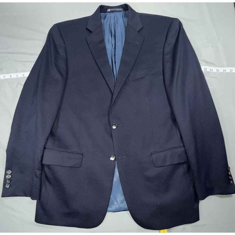 Hart Schaffner Marx Suit Jacket Mens 42 Blue Solid 2 Button Made USA‎ Business